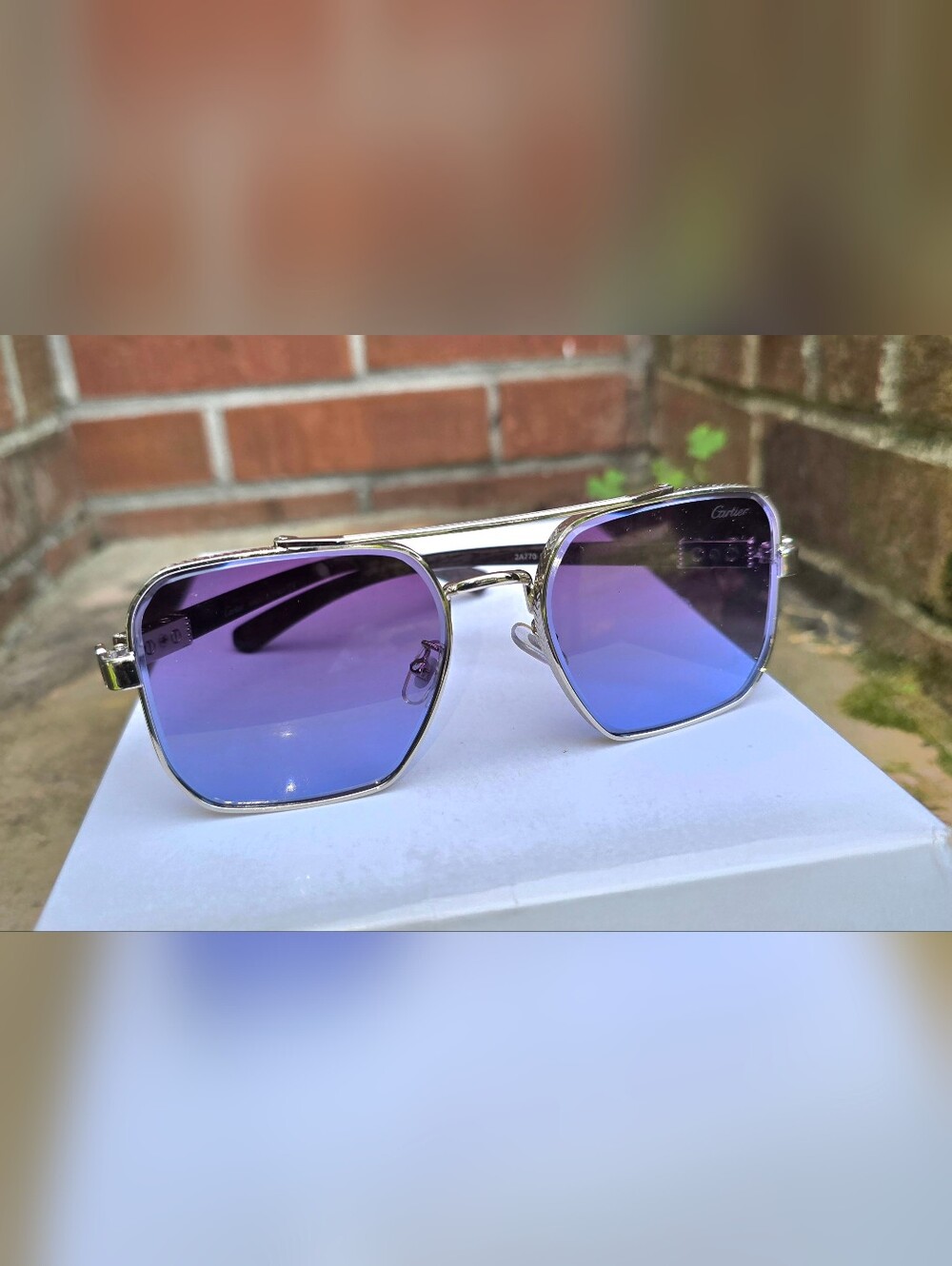 Carter's Silver Frame Sunglasses with Purple-Blue Gradient Lenses